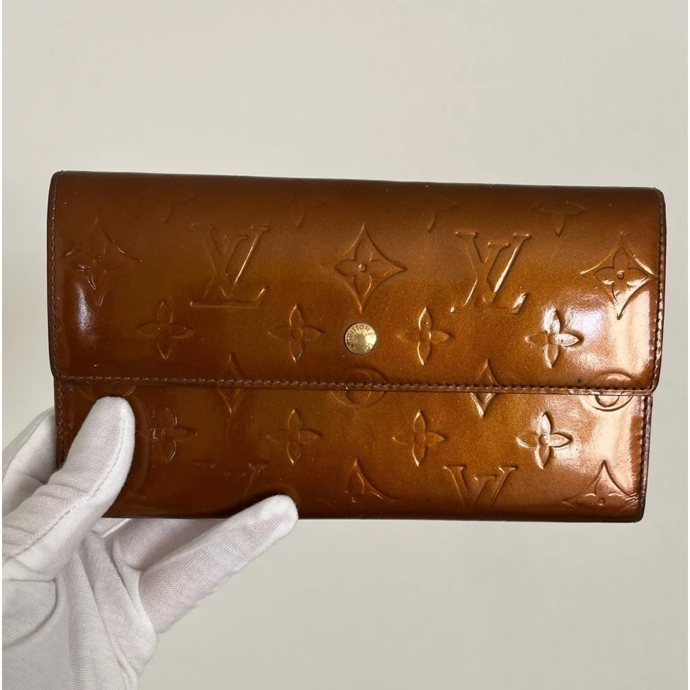 Louis Vuitton Bronze Vernis International Wallet Vintage Rare Color